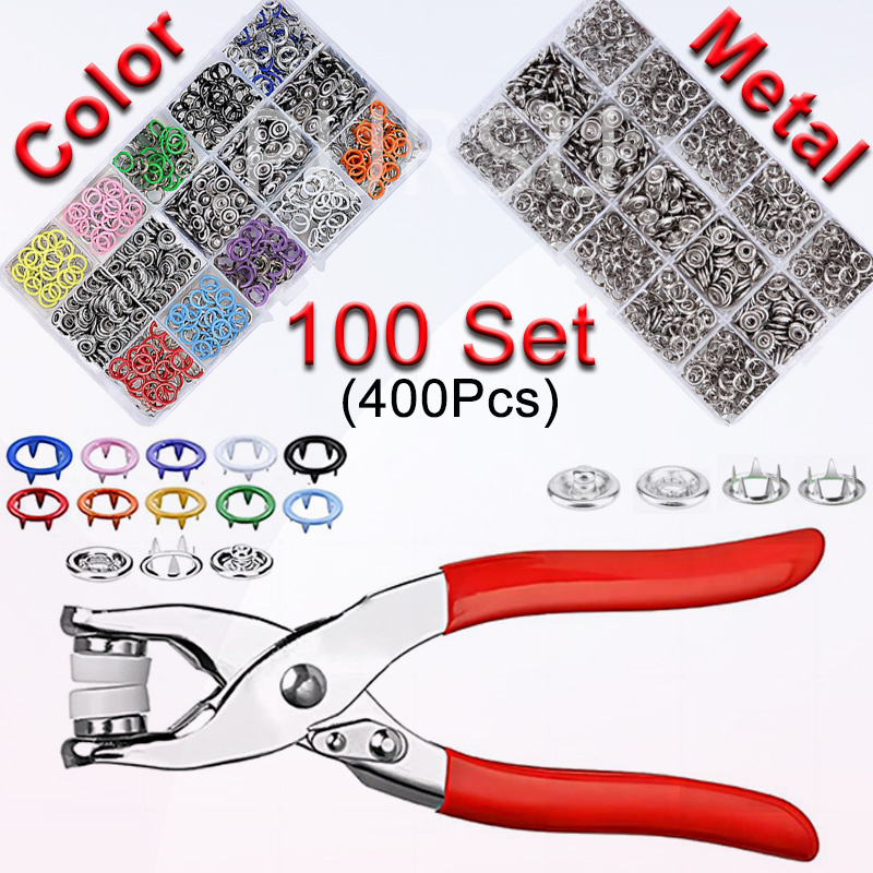 Snap Fastener Set - 100 세트 스냅 펜치 자동 그로멧