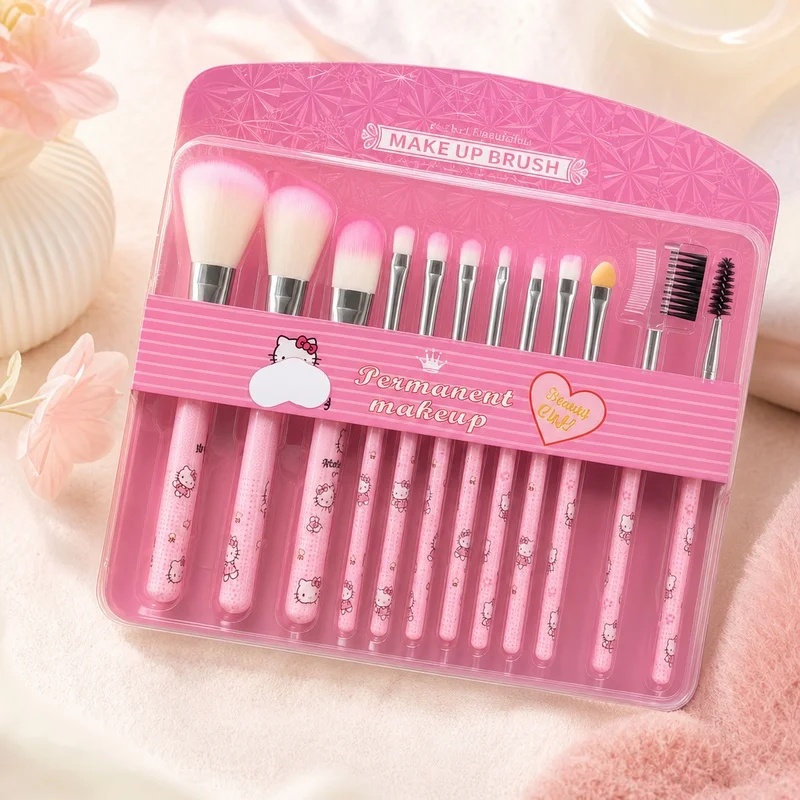 Cosplay Prop Kit - 헬로 키티 12피스 메이크업 브러쉬 세트