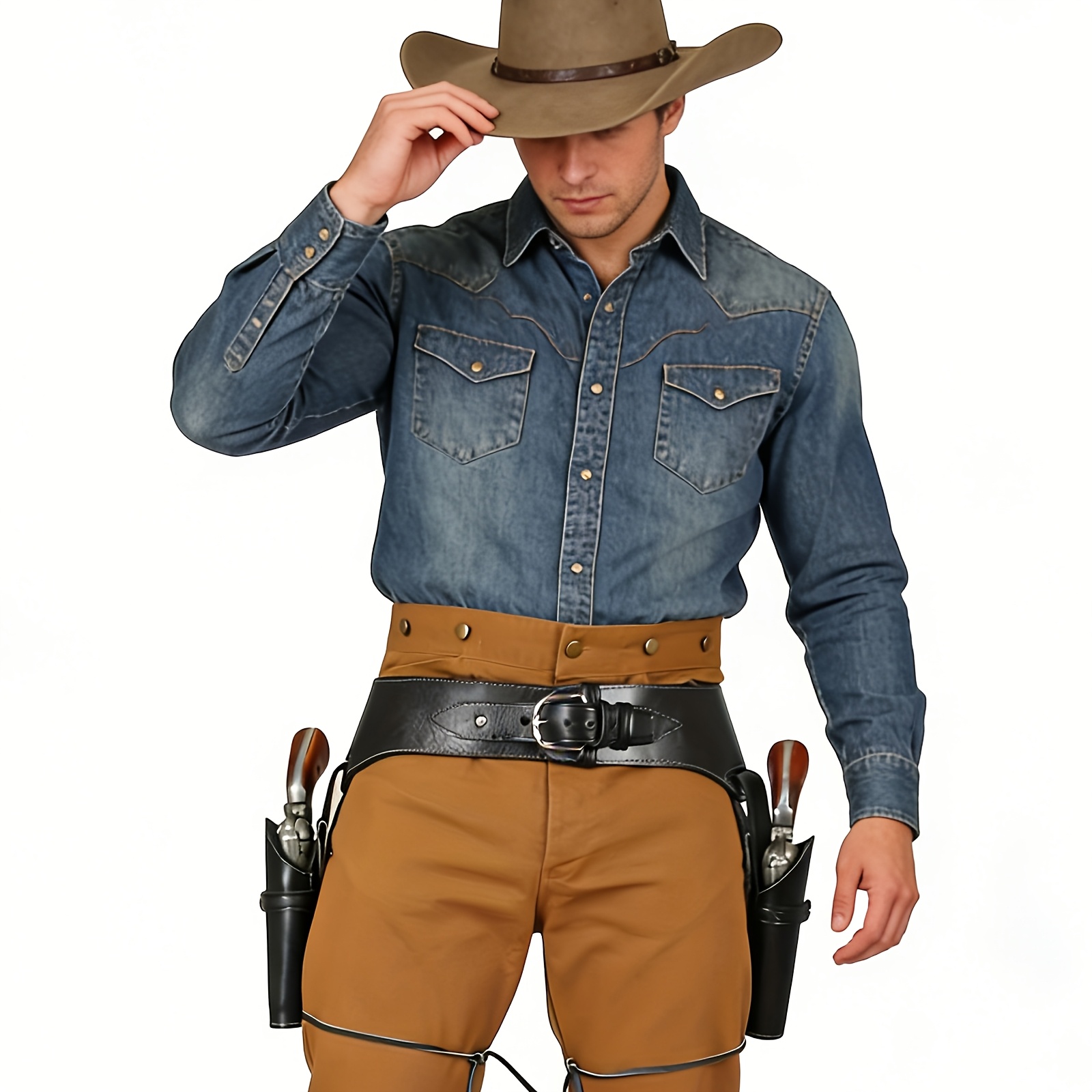 Cosplay Prop Pistol - 빈티지 웨스트 카우보이 허벅지 홀스터 벨트