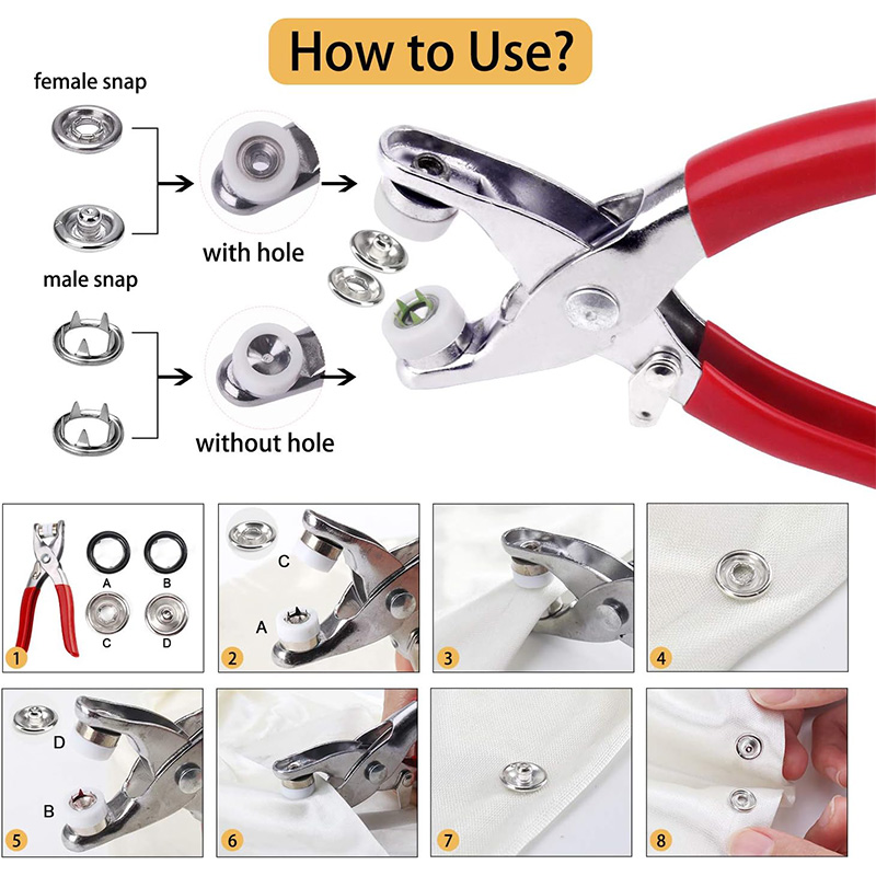 100 세트 스냅 펜치 자동 그로멧 구멍 펜치 옷 가방 - Snap Fastener Set 리뷰 및 가격